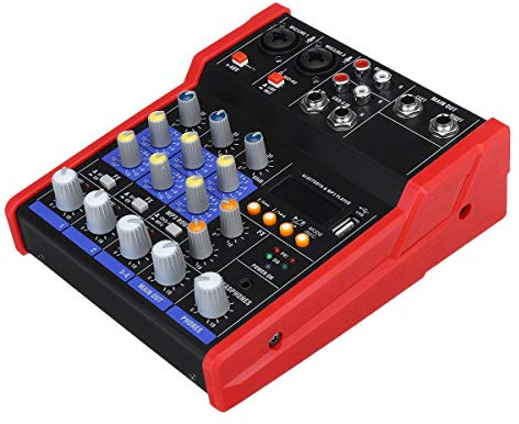 BouBou Console professionale per mixer audio a 4 canali Live Audio Studio 48V - Rosso