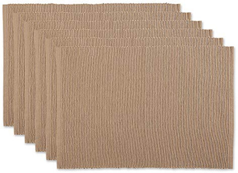 DII Basic Everyday Tischset, gerippt, 100% Baumwolle, 33 x 48 cm, Stein, 6-teilig