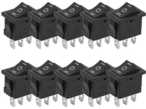 Elprico Interruptor basculante, 10 Piezas KCD1 Mini interruptores basculantes de 3 Pines y 3 Posiciones de Encendido y Apagado de Barco Cuadrado para electrodomésticos