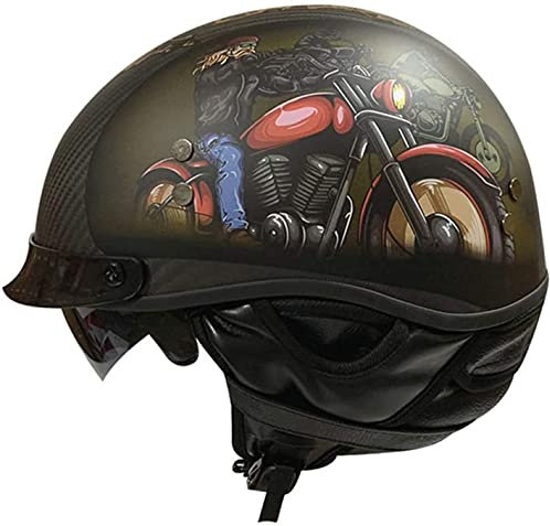 GAOZHE Style Allemand Casque Moto Jet Homologué ECE avec Visière Vintage Casques Moto Bols Moped Casque Demi Confortable Été Bols Casque pour Chopper Cruiser Racing Mofa Pilote