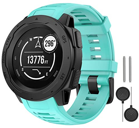 MYSNBKN Kompatibel mit Garmin Instinct Armband, 22mm weiches Silikon Ersatzarmband für Garmin Instinct/Solar/Tactical/Instinct 2 mit Adapter Tools