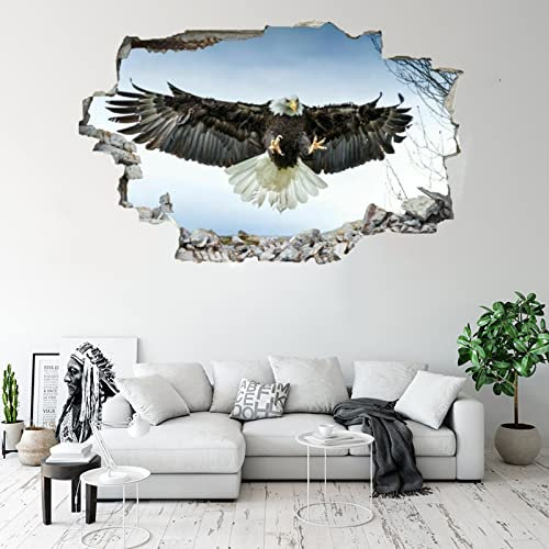 Kuletkear Wandtattoo 3D Wandsticker Fliegender Adler B 120 x H 80 cm als Wanddekoration für Schlafzimmer Wohnzimmer Kinderzimmer