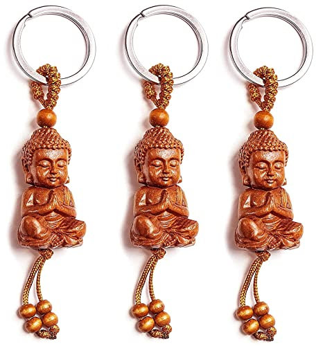 sylbx 3 Stück Buddha AnhäNger Buddha Figur Klein GlüCksbringer Buddha SchlüSselanhäNger DIY AutoschlüSsel ZubehöR GlüCksbringer Geschenk