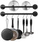 Bailoo Wall Mounted Pot Pan Rack 21'' Set of 2, Industrial Utensils Wall Hanger Iron Pipe Kitchen Hanging Rail with 10 S Hooks