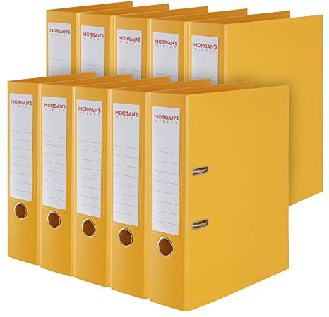 Morgan's Direct Yellow A4 Lever Arch Files 80mm - Made from PP Covered Board - Pack 10