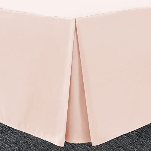 Bronwen Mathew Tour de lit plissé en microfibre brossée douce, facile d'entretien, infroissable - Petit lit double - Rose poudré