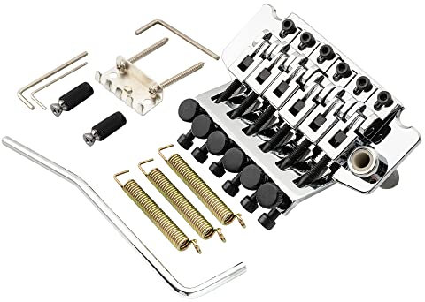 Musiclily Pro 54mm Gitarre Double Locking Tremolo System Steg mit 34mm Messing Block für Floyd Rose Style E-Gitarre, Chrom