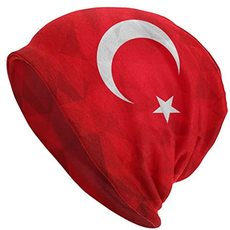 456 Herren Damen Klassische Beanie Mütze Türkei-Flagge Polygonal Unisex Basic Beanie Multifunktional Watch Hat Weich Elastisch Slouch Beanie Mütze Für Erwachsener Kinder, Einheitsgröße