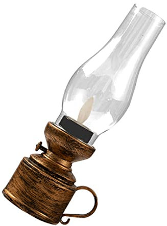 LABRIMP LED Petroleumlampe Flammenlose Retro Öllampe Kunststoff Elektronische Öllaterne Tischdekoration für Wohnzimmer Garten Notbeleuchtung Innenbereich Bronze Schütteleffekt