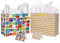 Giiffu 16.5'' Extra Large Gift Bags for Birthday Party with Card and Tissue Paper (Pack of 2, Happy Birthday), Gold and White