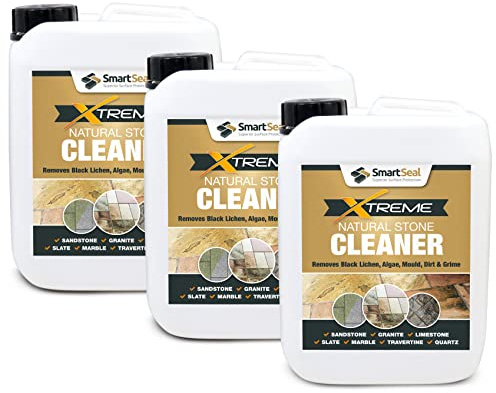 Smartseal Xtreme Natural Stone Cleaner - A Professional-Grade Cleaner Specially Formulated to remove Black Spot, Green Algae & General Surface Staining (3 x 5 Litre)