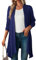 WINKEEY Cardigan da Donna a Manica Lunga Aperto sul Davanti Casual Cardigan Sottile Leggero e Morbido Top Primaverile Elegante Giacca a Maglia, Blu Navy S