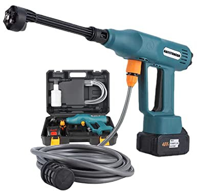 Idropulitrice a Batteria, Rondella Elettrica Portatile da 200 BAR con Ugello Regolabile 6 in 1, Pistola per Autolavaggio ad Alta Pressione Portatile per Pulizia Domestica/Pavimento