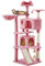 Yaheetech Cat Tree, 144.5cm Multi-level Cats Climbing Tower w/Sisal Scratching Posts/2 Condos＆Dangling Balls,Kitten Activity Centre Pet Play House, Pink