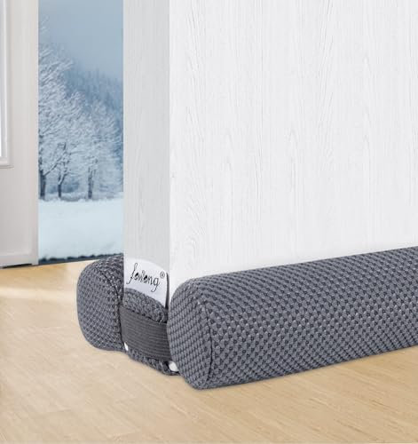 fowong Prima Verstellbare Zugluftstopper für Türen 90-110cm, Upgrade Doppelseitiger Windstopper Türdichtung, Waschbar-Energiesparend-Isolierung, Kalte Luft Insekt Blockiert, Unterspalte 1.8-5cm,Grau