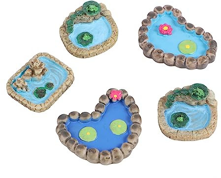Parliky 5 Pièces Ornements D'étang D'étang Fée Lac D'étang Miniature Mini Ornements D'étang Miniature Bassin De Jardin Figure De Pot De Fleur Mini Décor Maison De Poupée Bonsaï Résine