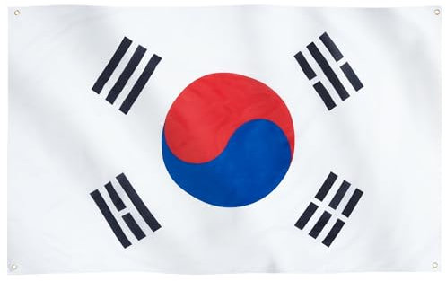 Runesol Bandera de Corea del Sur, 91x152cm, 3ft x 5ft, 4 Ojales, Ojal en Cada Esquina, República de Corea, Namhan, 대한민국 국기, Banderas Premium, Interior, Exterior, Movimiento del 1. de marzo