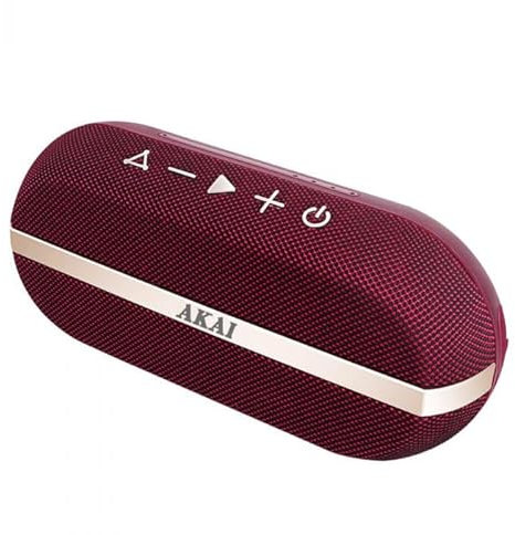 AKAI ABTSW-30 Tragbarer Lautsprecher, Bluetooth, wasserdicht IPX7, 20 W Leistung, 2X'' Lautsprecher, rot