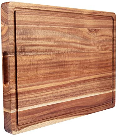 Fashionwu Large Wood Cutting Board for Kitchen, 20 x 15 Inch Acacia Wood Cutting Board with Deep Juice Groove, 1.5 Thick Butcher Block Cutting Board for Meat Vegetables, Turkey Tray for Christmas
