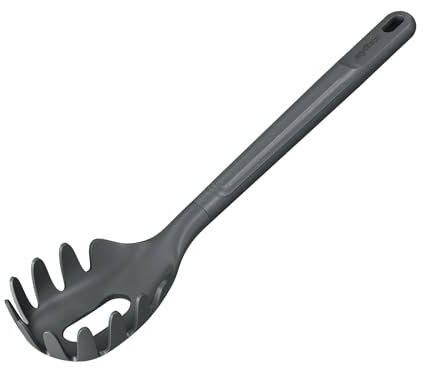 Zyliss Cucchiaio per spaghetti, cannuccia di grano sostenibile/nylon, paletta e scolare spaghetti e pasta, antiaderente, testa in silicone resistente al calore, grigio Beluga, 31 cm x 6 cm