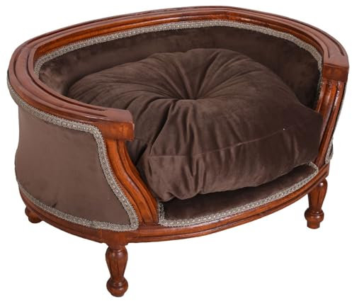 Hundebett Barock Hundesofa mit Kissen Hundekorb Katzenbett Hundekissen Samt Braun 70 cm cat701g70 Palazzo Exklusiv