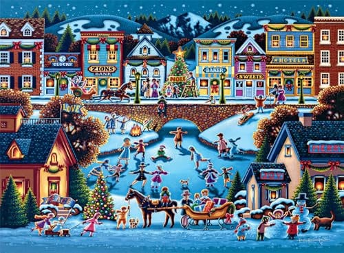 Buffalo Games - Dowdle - Heimatstadt Weihnachten - 1000 Teile Puzzle für Erwachsene herausforderndes Puzzle perfekt für Spieleabende - Fertige Größe 26,75 x 19,75