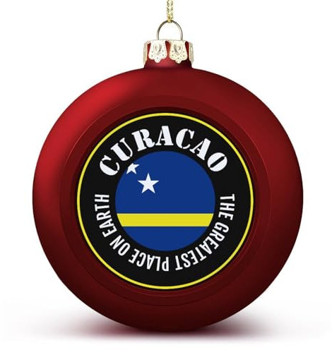 1 Stück Weihnachtskugeln Ornamente Der größte Ort auf der Erde Curaçao Weihnachtsdekoration Curaçao Flagge Baum Kugeln für Urlaub Weihnachten Party Dekoration
