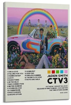 Jaden Smith Poster Ctv3 Cool Tape Vol. 3 Albumcover-Poster, dekorative Malerei, Leinwand, Wandposter für Raumdekoration, ästhetische Sportlandschaft, Büro, Raumdekoration, Geschenk, 40 x 60 cm, Rahmen