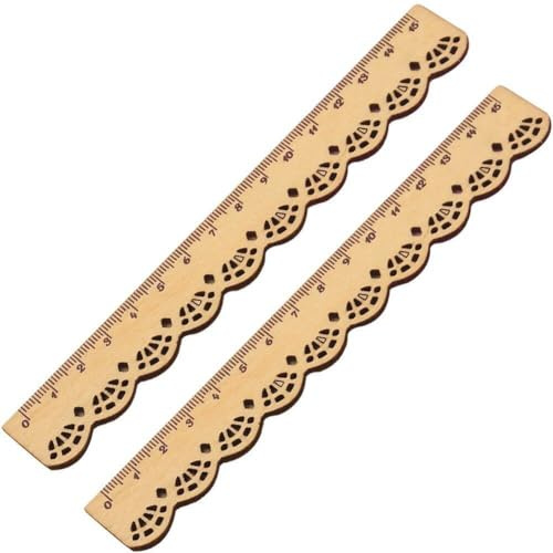 Luxylei Règle en Bois 15cm, Jolies Règles en Bois À Bord en Dentelle, Règle De Mesure en Bois pour Maison, Le Bureau, Le Tailleur, Fournitures Scolaires