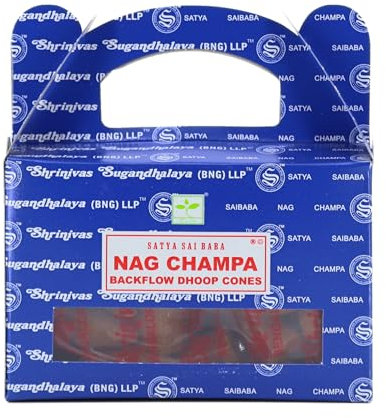 Rückfluss Räucherkegel für den Wasserfall Effekt, 24 handgerollte Kegel aus Indien für Entspannung und Meditation, auch im 3er Set (Nag Champa)
