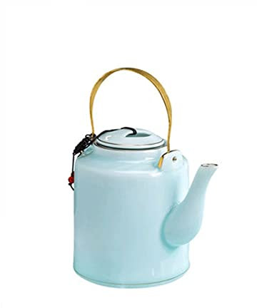 GaRcan Tetera Tetera Grande de Porcelana Azul Cielo, Tetera de 35 onzas con infusor, Hojas Sueltas y Tetera floreciente