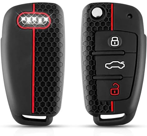 HooRLZ Audi Schlüsselhülle, Silikon Schlüssel Cover für Audi A1 A3 S3 A4 S4 RS4 A6 S6 RS6 Q3 Q5 Q7 TT R8 Seat Exeo Schlüsselhülle, Autoschlüssel Hülle Audi A3-3 Tasten Schwarz