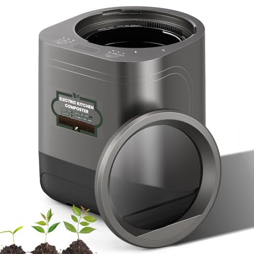 Huanyu Electric Composter for Kitchen 3L Smart Odorless Indoor Countertop Compost Bin with Auto-Cleaning, 2 Carbon Filters&Visible Window, 3 Modes Quiet Compost Machine Turn Food Waste into Fertilizer