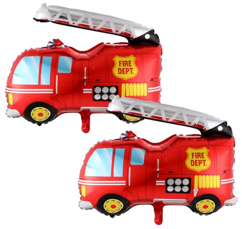 2 Stück Feuerwehrauto-Luftballons, Folienballons, Fahrzeugdekoration, lustige Luftballons, kreative Design-Luftballons, Party-Deko-Luftballons, wiederverwendbare Luftballons,