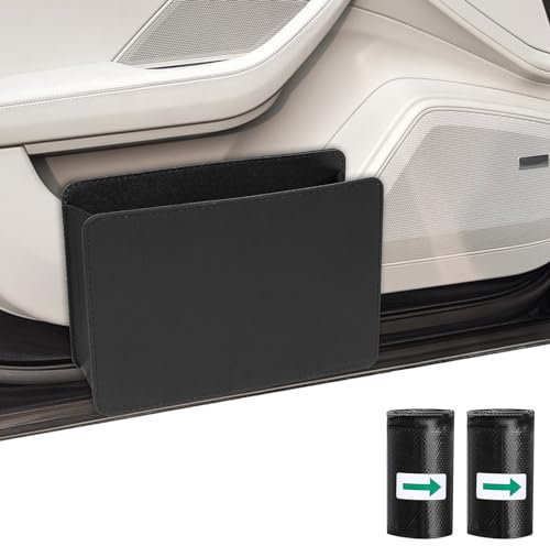 Realjoy Petite poubelle de voiture pliable avec 100 sacs poubelles, mini poubelle en cuir, organisateur de coffre de voiture, accessoires d'intérieur