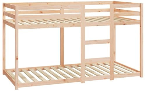 vidaXL Etagenbett, Hochbett mit Leitplanken, Stockbett für Schlafzimmer, Bett Holzbett Einzelbett Bettgestell, 90x190cm Massivholz Kiefer