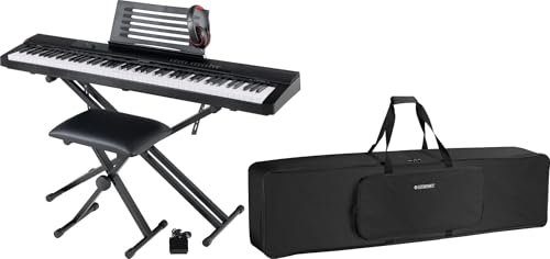 McGrey SK-88 Keyboard Super Kit Gigbag Set - Einsteiger-Keyboard in Stagepiano-Optik mit 88 Tasten - 146 Klänge - inklusive Sustain-Pedal, Keyboardständer, Hocker, Kopfhörer und Tasche - schwarz