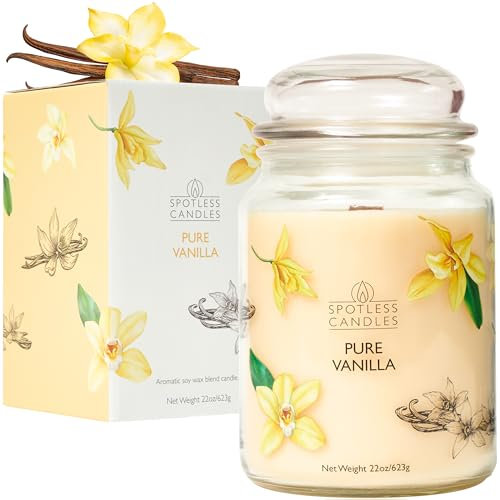 Large Vanilla Candle 22oz with Wood Wick - Beautiful Jar Candle - Presentation Gift Box & Protective Shipper - Candles for Home Scented
