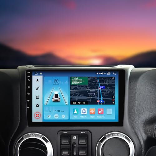 FELLOSTAR 10,1 Zoll Touchscreen für Jeep Wrangler JK Radio Stereo 2007–2018 Grand Cherokee 2008–2011 Haupteinheit mit Carplay & Android Auto 8-Core 2+32G Bluetooth (mit Kamera)