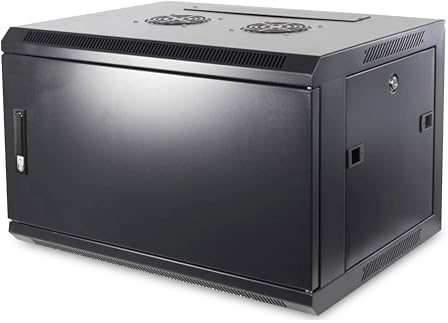 DSIT 6HE Netzwerkschrank 19 Zoll Wandmontage - Metalltür | (BxTxH) 600x450x367mm - Schwarz - Traglast 60 kg
