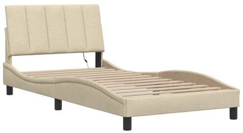 vidaXL Bettgestell ohne Matratze Hanko Creme 100x200 cm Stoff