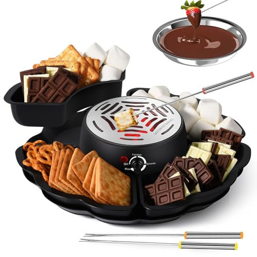 2-in-1 S'Mores Maker & Schokoladenfondue-Set, 280W Tischmodell Indoor S'Mores Kit mit Temperaturregelung & 10 Zubehörteilen, Elektrischer Marshmallow-Röster für Partys, Filmabende & Geschenke