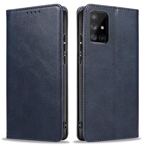 LBH Handyhülle Smartphone-Hülle für Samsung Galaxy A71 Klapphülle Magnetverschluss Kartenfächer Geldfach Standfunktion Case Etui Rundumschutz Schutzhülle Blau