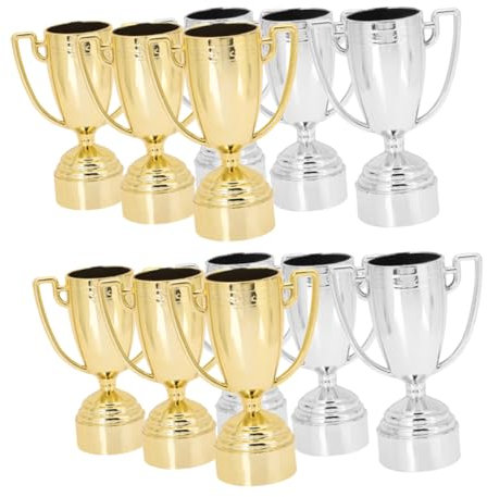 Veemoon 12Stücke Mini Trophäen Für Gold Und Silber Pokale Als Belohnung Für Kindergarten Aktivitäten Wettbewerbe Und Feiern Mitgebsel Für Kindergeburtstage