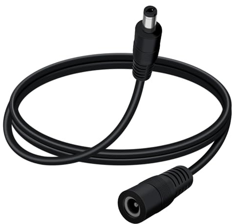 YINGAYOU Rallonge DC 5.5mm X 2.1mm Male Femelle 12V 24V 18AWG DC Extension Cable 5.5x2.1 pour DVR, Lampe à LED, Caméra de Vidéosurveillance (Noir, 0.5 m)