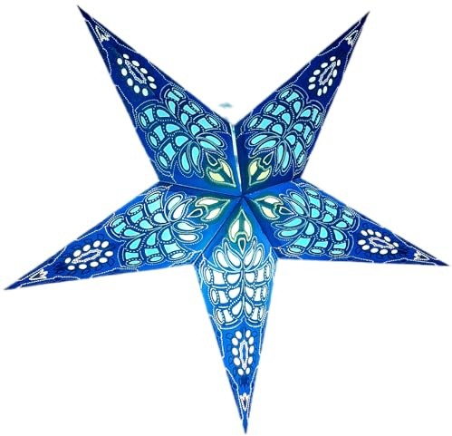 Papierstern Laterne Lampenschirm 60cm Hängende Dekorationen für Weihnachten Hochzeit Zuhause Party (Glitzer Blau, Grün)