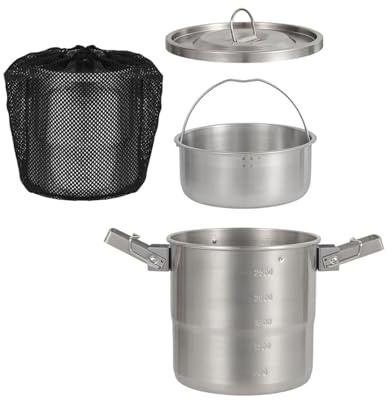 PURPLELILY Ustensiles de cuisine de camping professionnels en acier inoxydable portables - Multifonction - Utilisation pour les amateurs de plein air - Batterie de cuisine de camping avec suspension