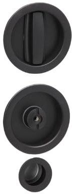 Brackle Kit Serratura per Porte Scorrevoli - Cromo Satinato e Oro, Quadrato e Tondo, Alta Qualità e Design Moderno (Nero Opaco, Tondo)