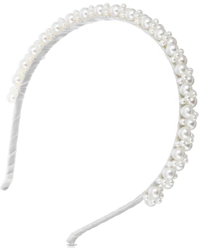 Josojoou Haarreif Perlen Modisch Rutschfest Perlenhaarband Damen Mädchen Weiß Haarschmuck Braut Weiß Elegant Kunstperlen Stirnband Haarbänder Kopfschmuck Für Hochzeit Geburtstage Und Party (1)