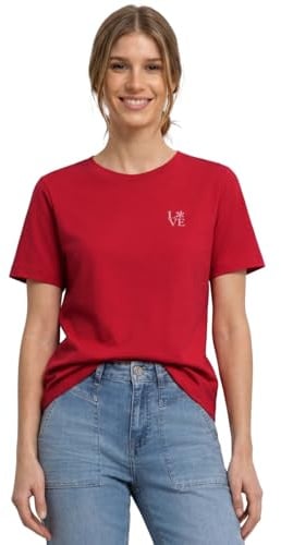 Damen T-Shirt mit Rundhals und Printdetail